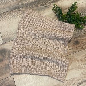 Betsey Johnson Blush Chunky Knit Cowl Neck Scarf with Pearl Look Embellishments